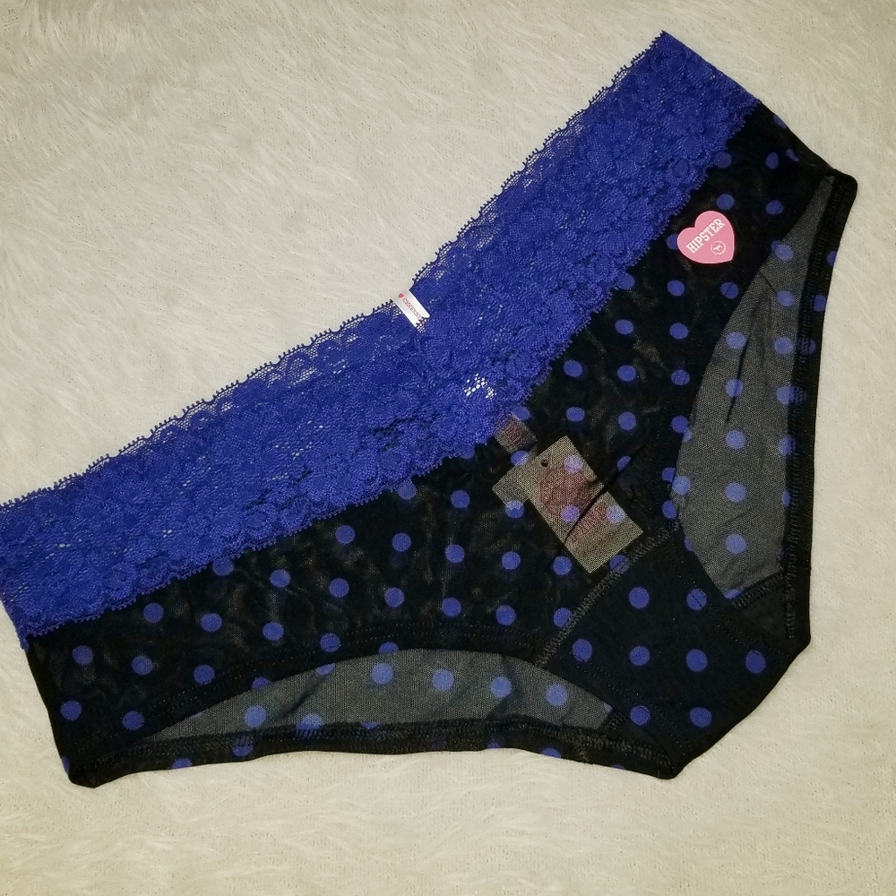 Victoria's Secret PINK Vintage Hipster Panty NWT Polka Dot Mesh Y2K